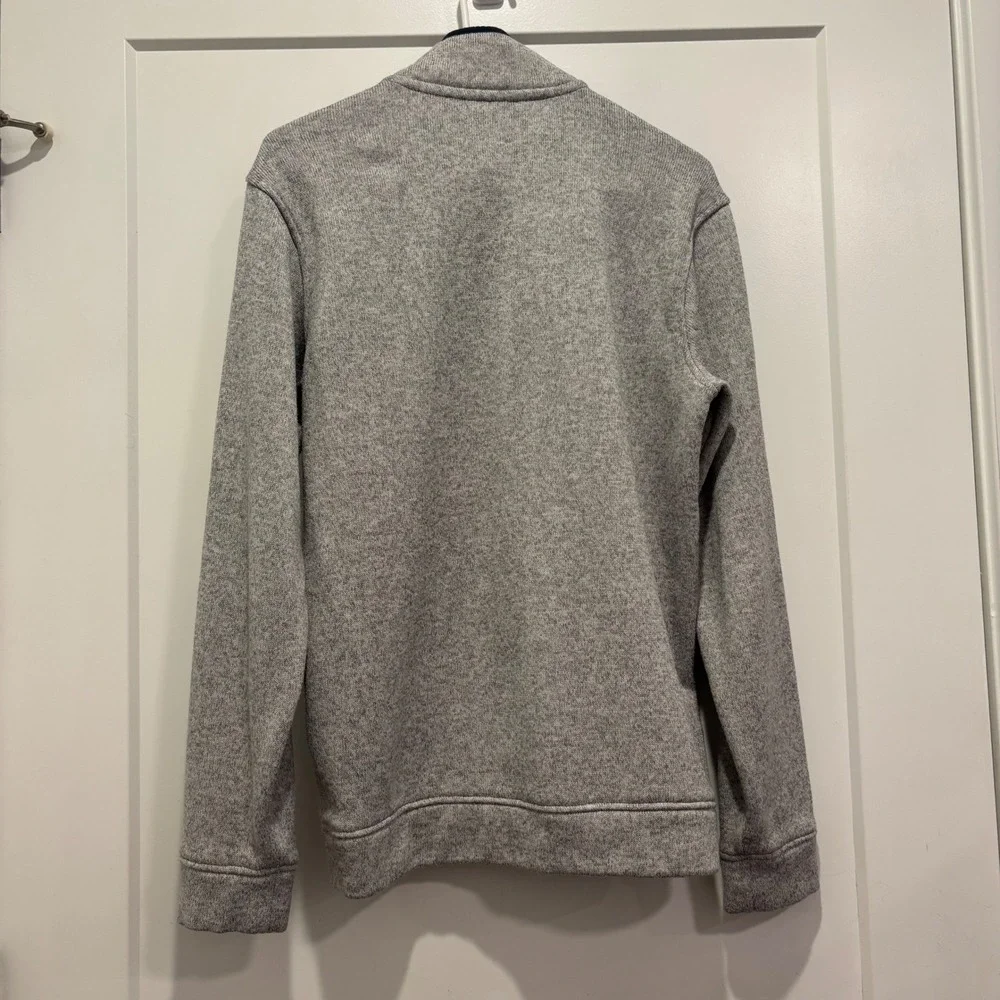 Eddie Bauer Mens Gray Quarter Snap Mock Neck Knit Pullover Sweater Size Medium